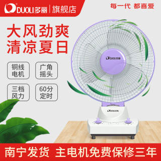 多丽 DUOLI 多丽小台扇家用电风扇迷你摇头台式大风扇风力轻音定时学生FT1-25A台扇 浅紫色