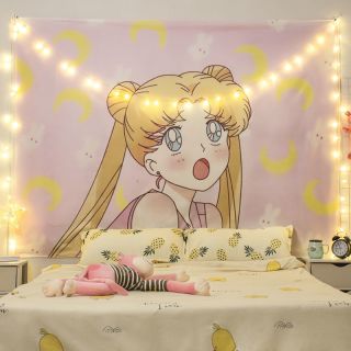 少女心房间装饰墙民宿挂布挂毯网红少女卧室出租屋布床宿舍改造布