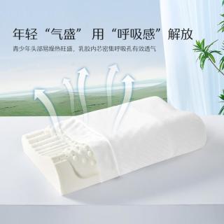 水星家纺 泰国原液乳胶枕头抑菌防螨乳胶护颈枕头成人一对枕头儿童枕头