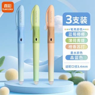 真彩 正姿热可擦钢笔三年级小学生专用热敏可擦矫姿晶蓝儿童初学者练字可擦笔墨囊可替换正姿易擦钢笔 【蓝莓