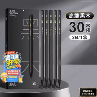 真彩 黑木铅笔2B六角杆石墨无铅30支装