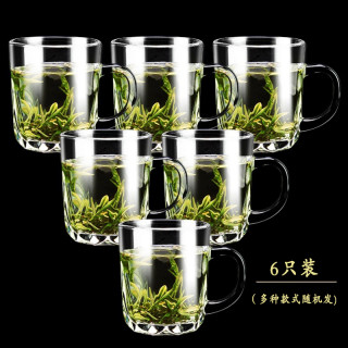 粉丝福利款式带把手泡茶杯6只超级福利无铅透明喝水杯玻璃水杯子