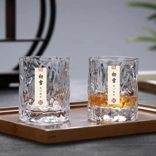 冰川纹玻璃杯透明初雪洋酒杯无铅锤纹威士忌杯玻璃杯