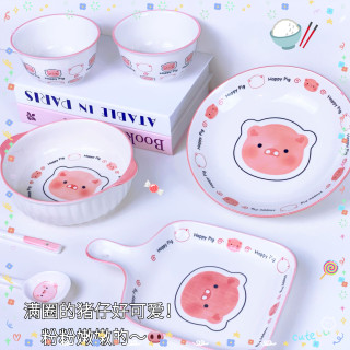 釉下彩陶瓷碗少女心泡面碗碗盘餐具米饭碗家用可爱
