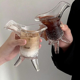 帝王杯冰美式拿铁咖啡杯Ins风创意搞怪三足爵杯玻璃杯奶茶杯酒杯