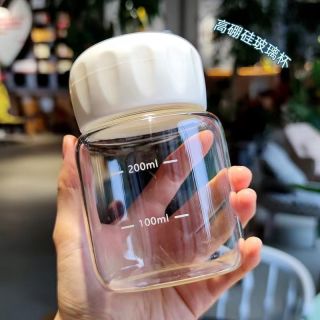 迷你可爱玻璃杯牛奶胖胖杯网红便携女学生刻度杯子高硼硅玻璃小巧