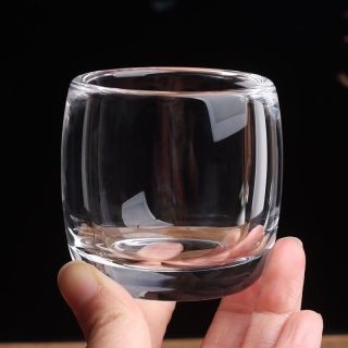 水晶玻璃杯家用透明玻璃不烫手个人专用加厚杯养生无铅中式茶杯