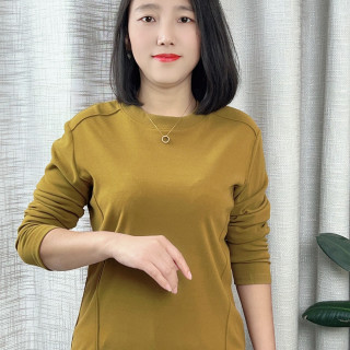 春秋季双面德绒打底衫妈妈装圆领时尚百搭宽松款弹性大