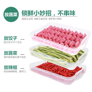 创得 家用饺子盒馄饨盒两层一盖 冰箱收纳