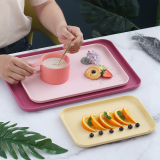 巧居巧具 QJDL茶具点心水果托盘 家用小麦秸秆长方形厨房客厅餐厅菜盘批发