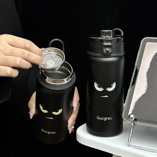 茶迷 小恶魔不锈钢保温杯带盖茶漏泡茶杯便携杯子女学生户外水壶