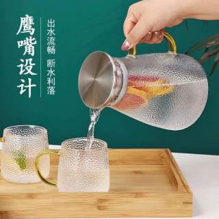 家用锤纹高硼硅玻璃水具茶杯玻璃大容量耐热喝水杯