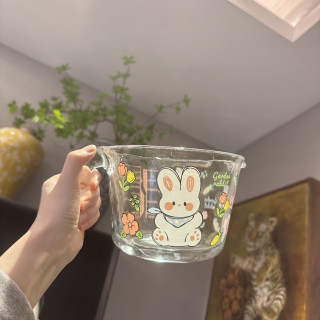 小兔子贴画玻璃手把量杯1000毫升