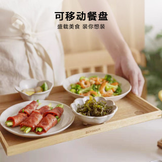 北鼎 ins风日式餐盘家用木质托盘长方形高级感西餐盘子欧式盘碟