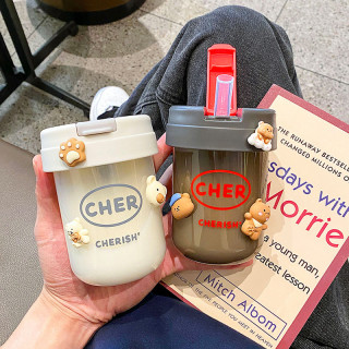 简约韩式水杯子ins高颜值家用塑料随手杯耐高温便携吨吨杯吸管杯