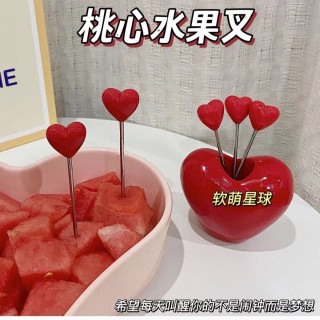 ins家用创意爱心不锈钢水果叉子网红爆款高颜值可爱水果签时尚