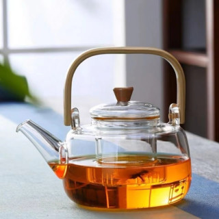 方提梁玻璃茶具烧水壶茶壶泡茶家用耐高温电陶炉玻璃壶耐高温煮茶