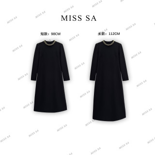 MISS SA 珍珠领长裙新款高端轻奢优雅百搭修身长袖连衣裙24119882