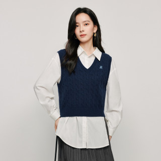 茵曼 梦幻马甲女款宽松V领短款针织马甲背心百搭毛衣