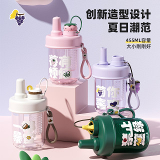 ZIPPO 吸管杯大容量水杯直饮塑料随行杯便携杯子夏季水果杯
