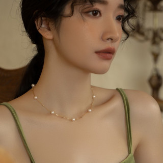 天然淡水珍珠项链女款满天星锁骨链高级轻奢百搭简约优雅时尚