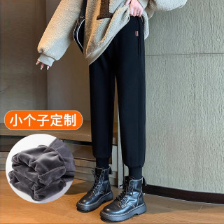 加绒运动裤女一体绒外穿小个子穿搭八分145-150显高秋冬季卫裤女