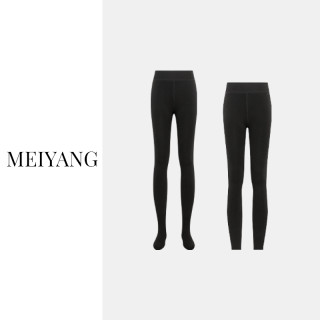 美洋 MEIYANG 壁炉打底裤加绒加厚3D罗纹高腰弹力紧身连脚袜