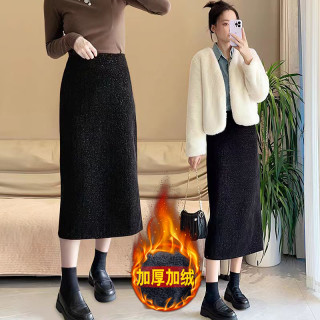 「璀璨星河」秋冬韩版财阀千金小香风气质高雅星空设计后开叉半身裙