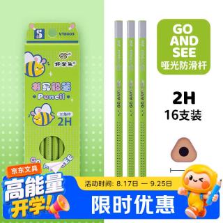 中华牌 中华 好学生三角杆书写铅笔16支2H铅笔 小学生专用铅笔防滑书写考试绘图素描练字 开学文具VT800