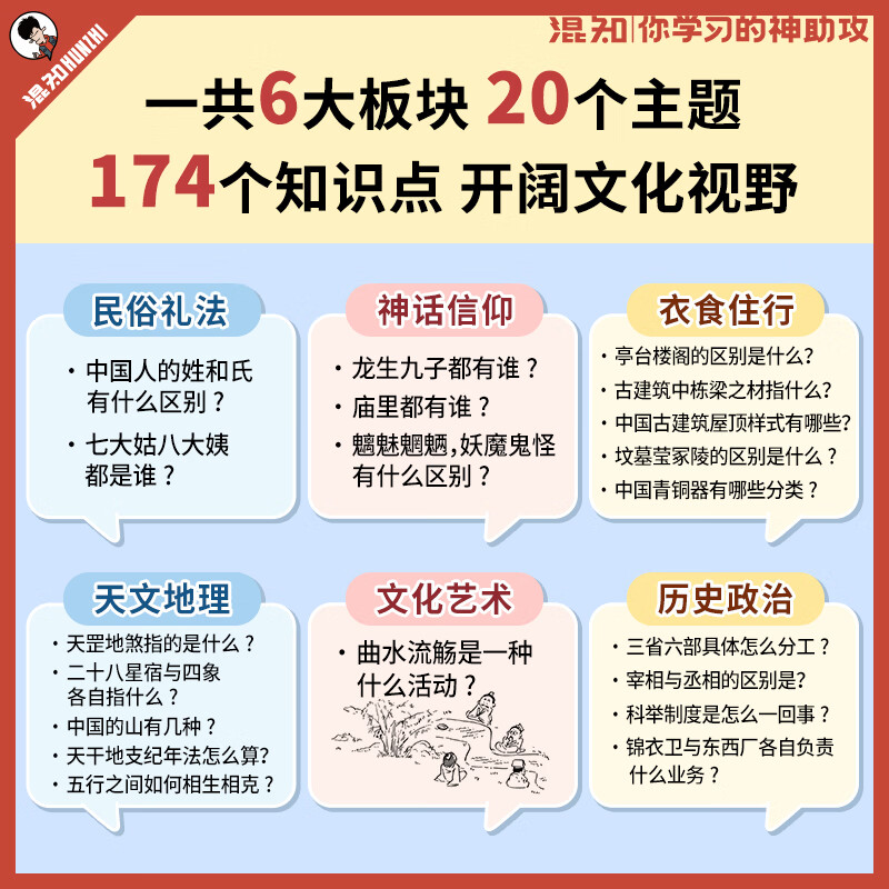 混知 边画边讲中国文化常识 文化常识+文学家+历史典故 图书