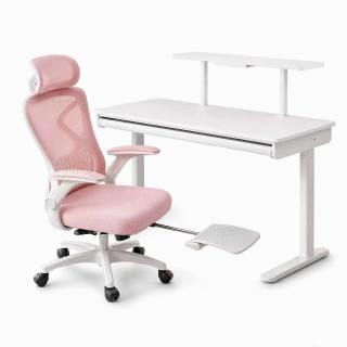 PLUS会员：护童 启梦120N+E102 带抽屉+低书架 120*60*76cm 进口楹木可调节学习书桌套组