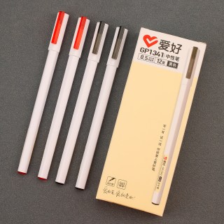 爱好 GP1341全针管拔帽中性笔简约ins风小白笔0.5mm速干不晕墨学生用考试刷题专用