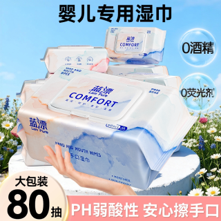 蓝漂 80抽湿巾大包装加大加厚儿童新生儿婴幼手口屁专用宝宝湿纸巾