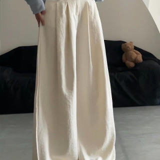 白色阔腿裤女春秋季2026新款高腰垂感小个子直筒慵懒山本西装裤子