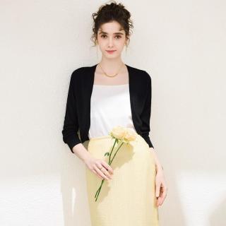 兔皇 夏季薄款无领开衫空调衫度假百搭通勤女式针织衫