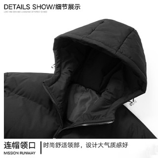 真维斯 男女同款 连帽棉服  黑色 纯色 L