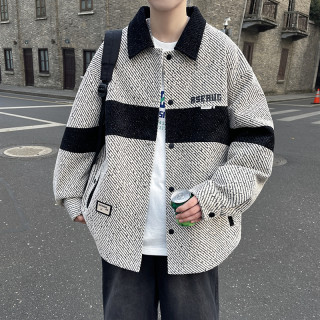 青少年男生2025春秋新款拼色夹克外套时尚休闲春装学生宽松上衣服