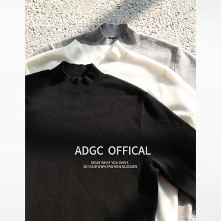 ADGC半高领莱赛尔羊毛毛衣男秋冬季修身内搭打底衫高级感针织衫