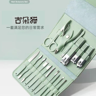 古朵猫16件套指甲刀套装指甲剪指甲钳套装家用修脚修甲便携