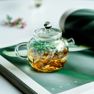 紫藤花迷你高硼硅玻璃壶小号泡茶壶煮茶壶家用花茶壶加厚带过滤