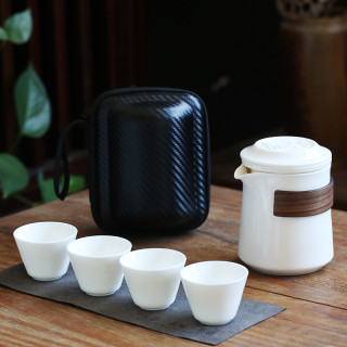 旅行茶具白瓷套装户外旅游泡茶喝茶装备随行快客杯简约一壶四杯