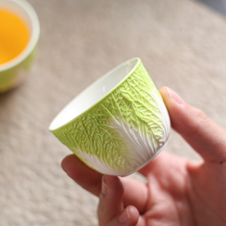 仁峰 羊脂玉瓷白菜杯喝茶茶杯功夫茶杯高档家用品茗杯陶瓷创意茶杯单个