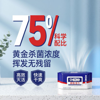 润贝棉 消毒湿巾纸食用级75度酒精卫生杀菌家用除菌棉片实惠装清洁抑菌