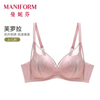 曼妮芬 芙罗拉系列 无钢圈刺绣文胸 M杯 黑色
