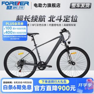 永久 锂电池助力电动自行车禧玛诺变速超长续航山地车男女士双碟刹单车 F58-摩天灰