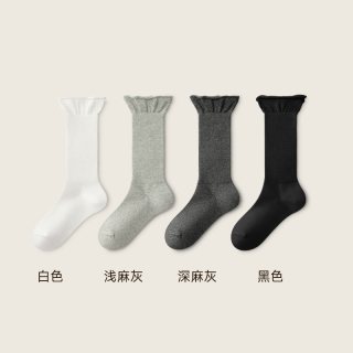 88VIP：棉竹屋 花边堆堆袜子女款春秋季棉袜2025新款爆款配小皮鞋木耳边无骨中筒