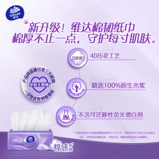 维达 棉韧立体美纸巾抽纸2元家用面巾纸餐巾纸卫生纸纸抽一分购