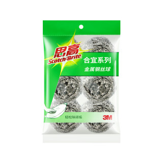 移动端、88VIP：3M 思高钢丝球厨房不锈钢清洁球家用洗碗刷锅6只装