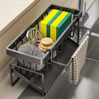 米良品 厨房水槽沥水置物架 带杆款