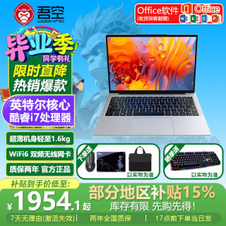 吾空 凌云A14SE 14英寸轻薄办公游戏笔记本电脑酷睿i7处理器高性价比商务办公便携手提本 酷睿i7
